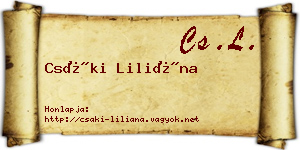 Csáki Liliána névjegykártya